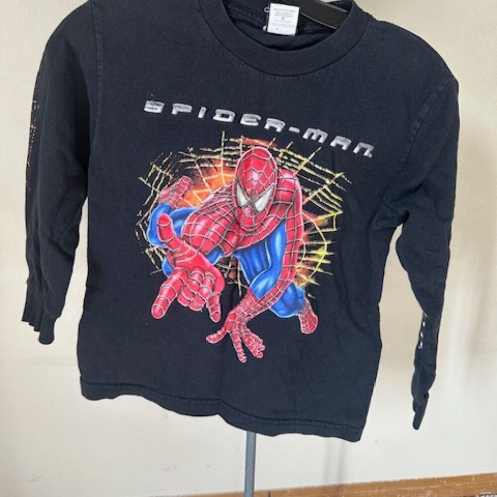 Rare Vintage Black Spiderman Long Sleeve T-shirt 8529